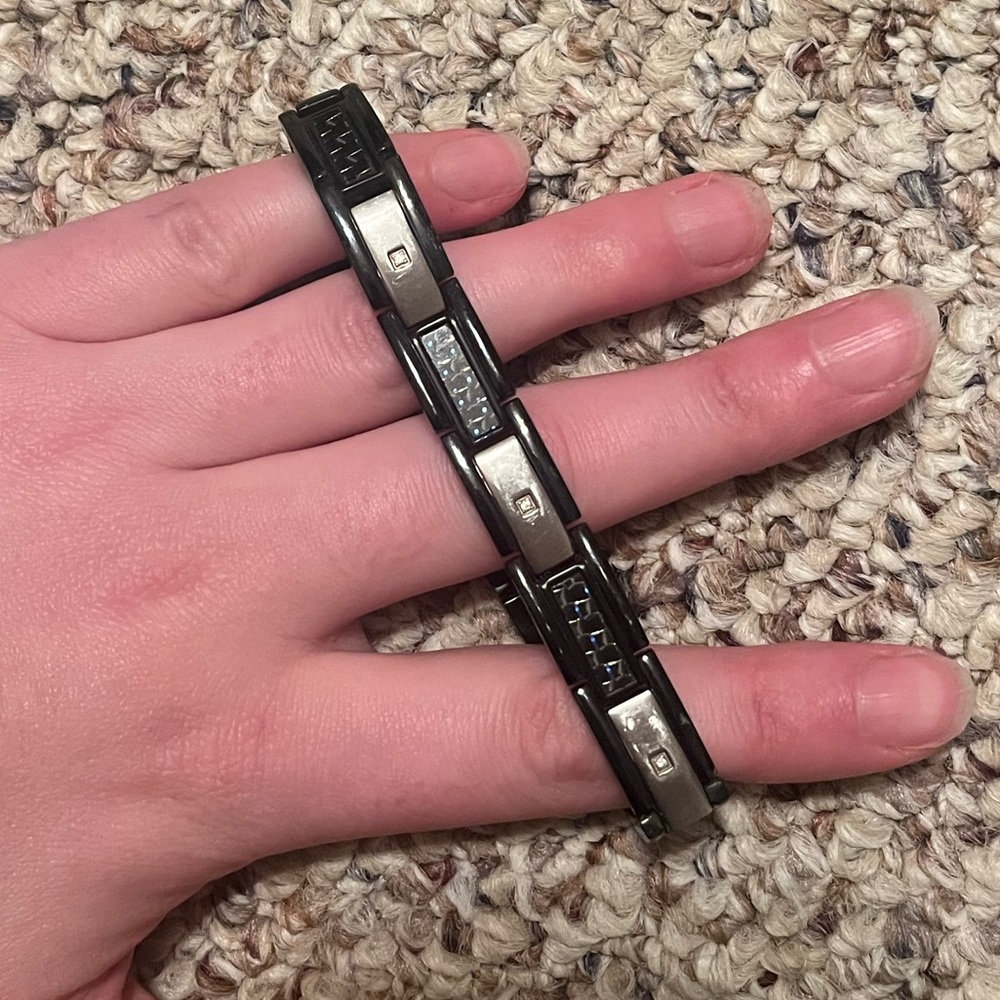SHR mens bracelet. Real diamonds. Stainless steel.